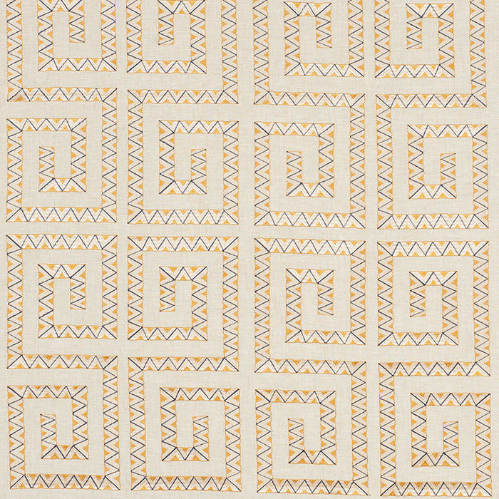 Schumacher Prado Embroidery Saffron Fabric Sample 76071