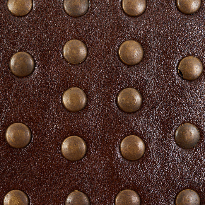 Schumacher Studded Leather Trim Brown Trim Sample 76091