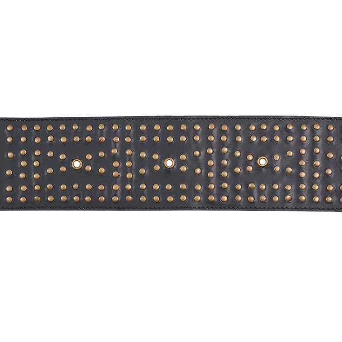 Schumacher Studded Leather Trim Black Trim Sample 76092