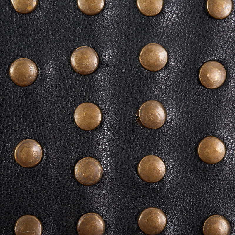 Schumacher Studded Leather Trim Black Trim Sample 76092