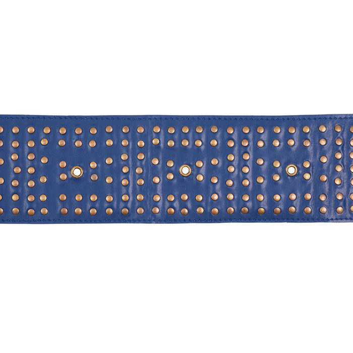 Schumacher Studded Leather Trim Navy Trim Sample 76093