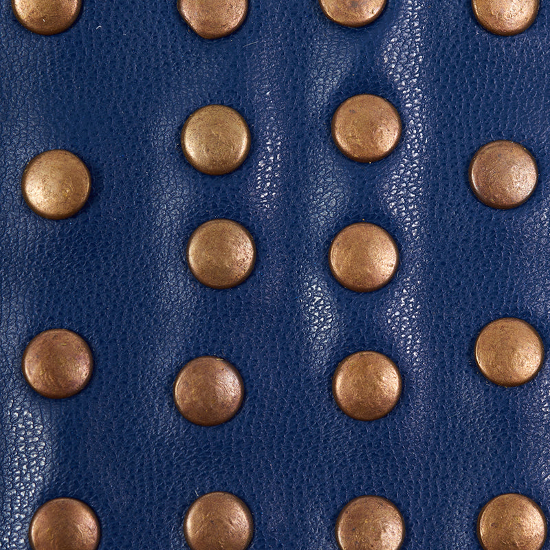 Schumacher Studded Leather Trim Navy Trim 76093