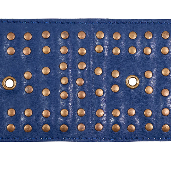 Schumacher Studded Leather Trim Navy Trim Sample 76093