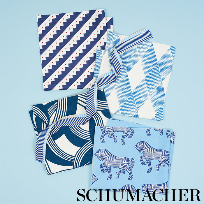 Schumacher Chevron Twill Tape Blue Trim Sample 76113