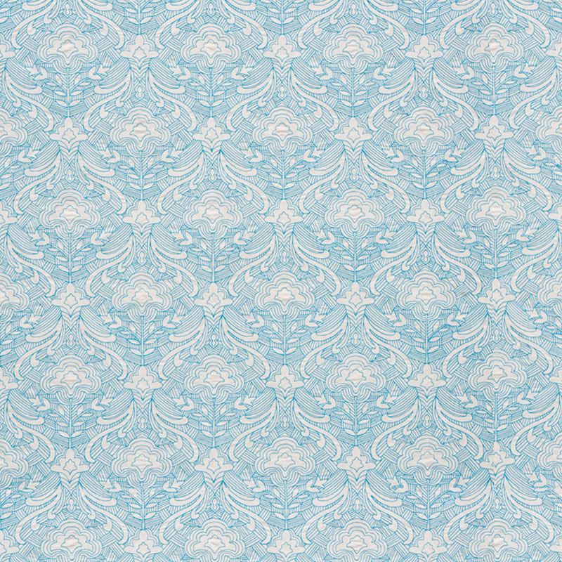 Schumacher Hendrix Embroidery Blue Fabric 76160