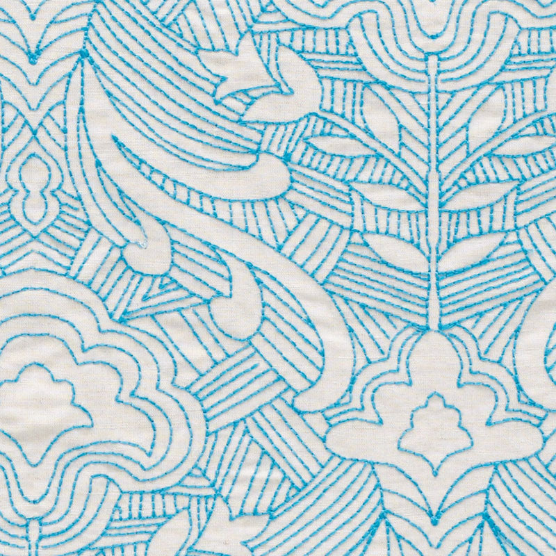 Schumacher Hendrix Embroidery Blue Fabric 76160