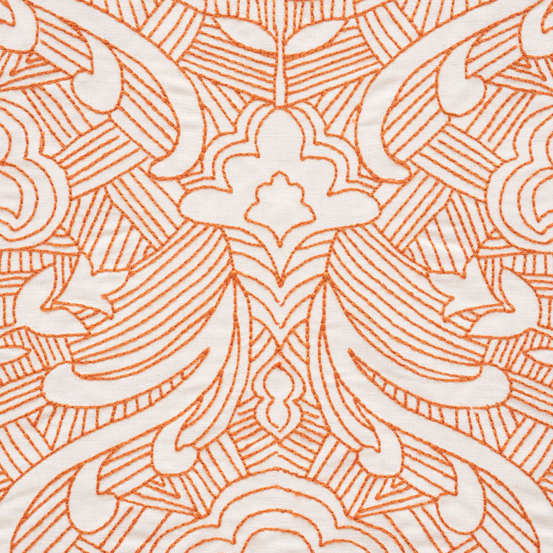 Schumacher Hendrix Embroidery Orange Fabric 76161