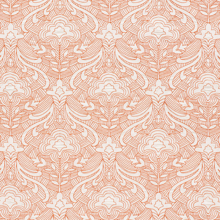 Schumacher Hendrix Embroidery Orange Fabric 76161