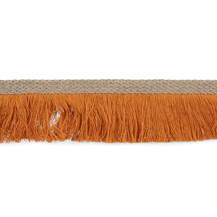 Schumacher Braided Linen Fringe Orange Trim Sample 76262