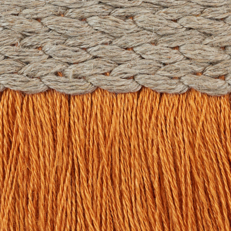 Schumacher Braided Linen Fringe Orange Trim Sample 76262