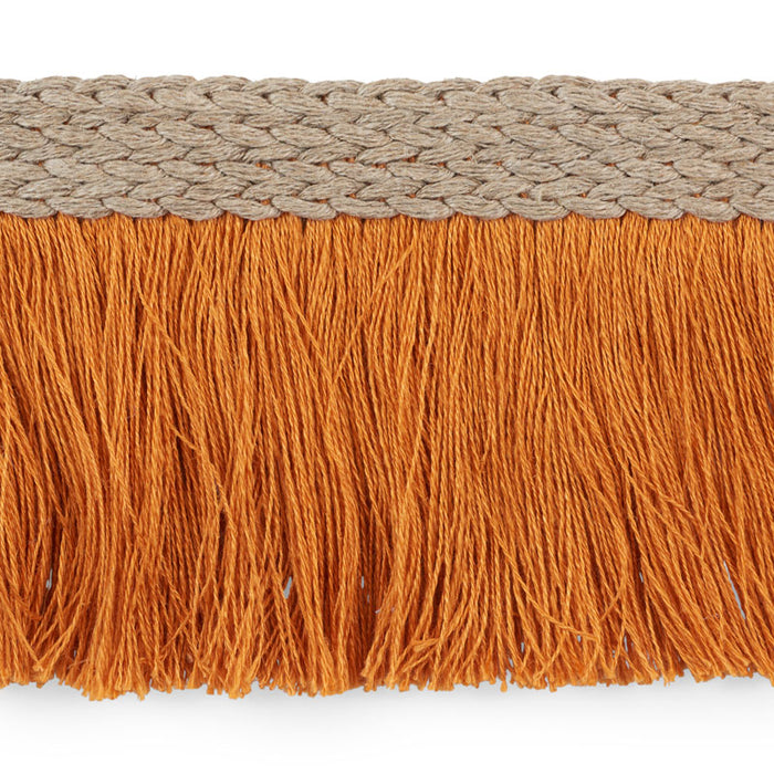 Schumacher Braided Linen Fringe Orange Trim Sample 76262