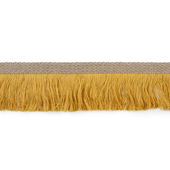 Schumacher Braided Linen Fringe Gold Trim Sample 76263