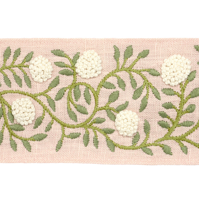 Schumacher Ashoka Tape Leaf & Blush Trim Sample 76296