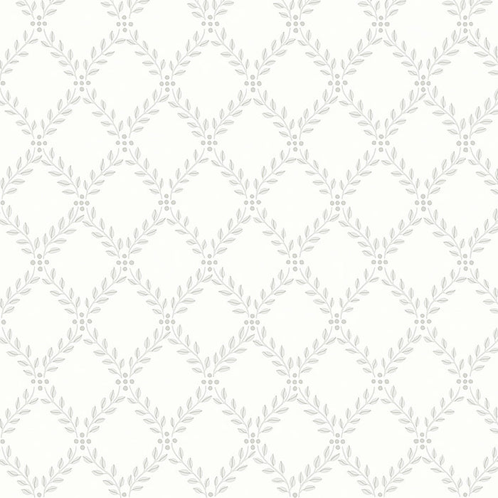 Schumacher Trellis Leaves Grey Wallpaper 7670