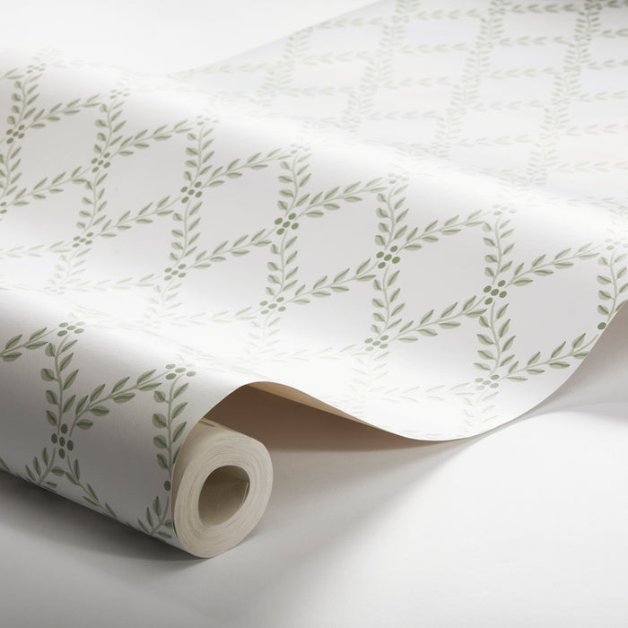 Schumacher Trellis Leaves Leaf Wallpaper Sample 7671