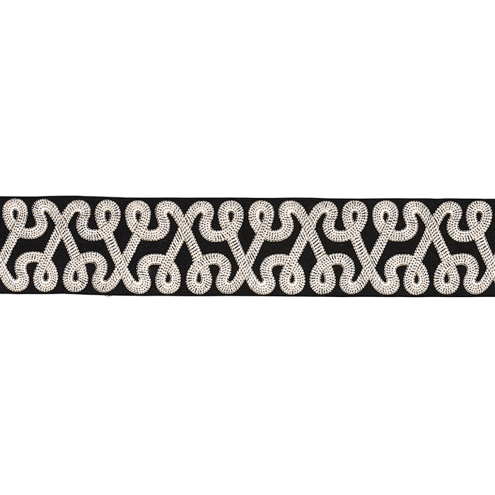 Schumacher Freeform Embroidered Tape Black Trim Sample 76733