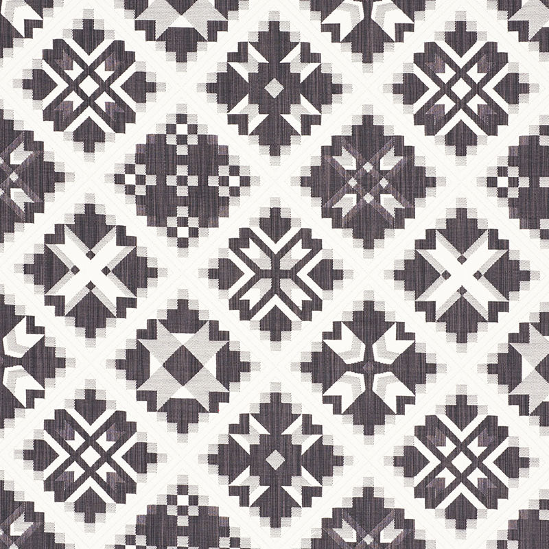 Schumacher Tristan Patchwork Charcoal Fabric 76761