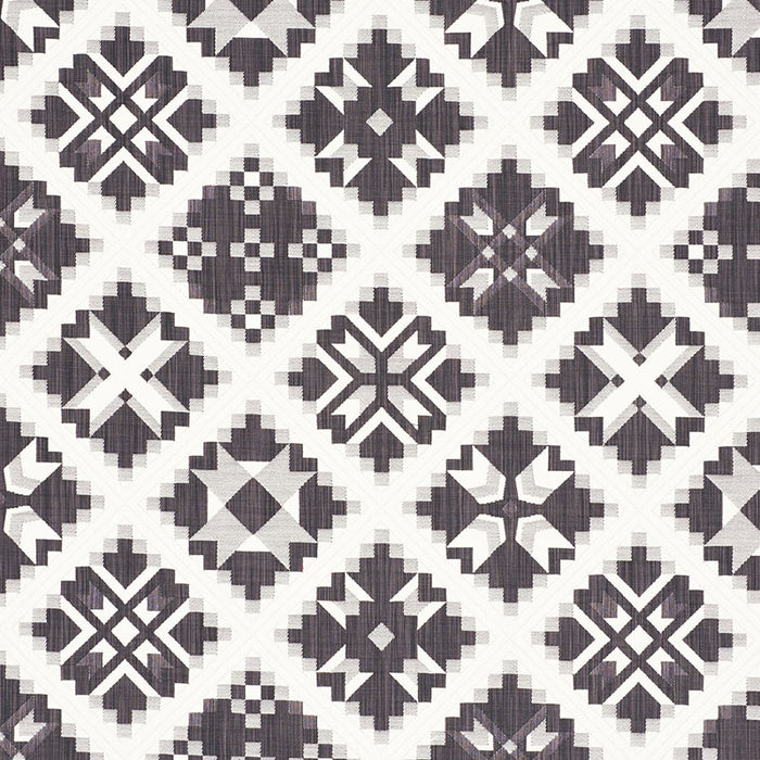 Schumacher Tristan Patchwork Charcoal Fabric Sample 76761