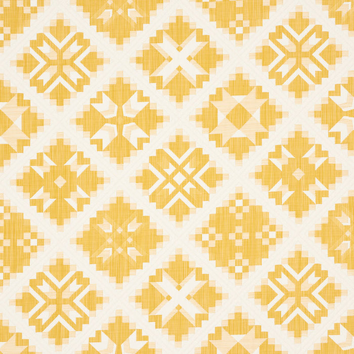 Schumacher Tristan Patchwork Yellow Fabric Sample 76762