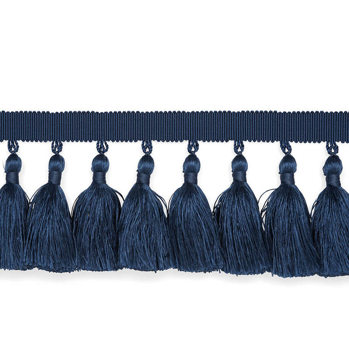 Schumacher Valentin Silk Tassel Navy Trim Sample 76804