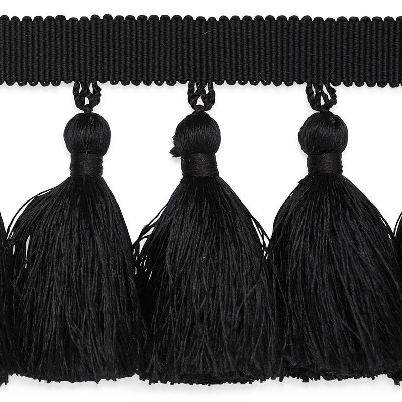 Schumacher Valentin Silk Tassel Black Trim Sample 76805