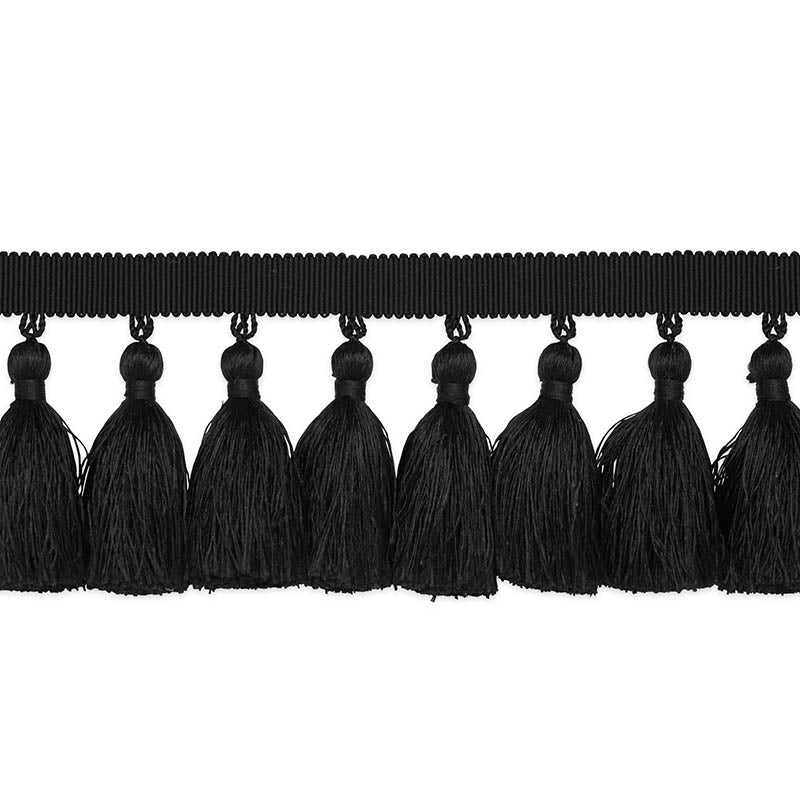 Schumacher Valentin Silk Tassel Black Trim Sample 76805