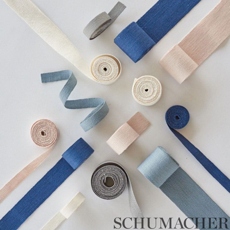 Schumacher Mathias Linen Tape Narrow Sky Trim Sample 76830