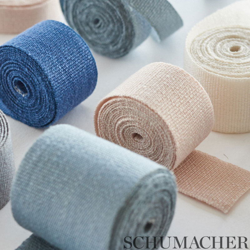 Schumacher Mathias Linen Tape Narrow Sky Trim 76830