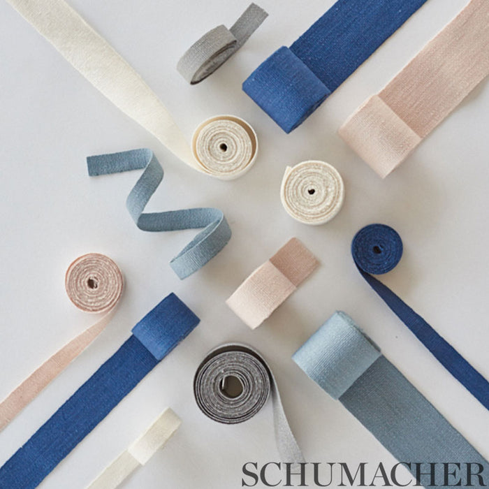 Schumacher Mathias Linen Tape Medium Indigo Trim Sample 76861