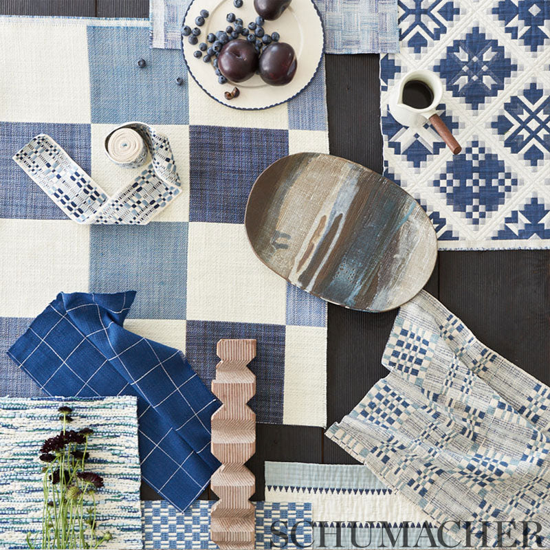 Schumacher Brimfield Indigo Fabric Sample 76940