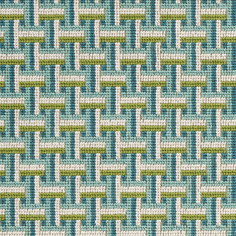 Schumacher Saxon Epingle Peacock Fabric Sample 76970