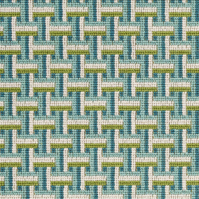 Schumacher Saxon Epingle Peacock Fabric Sample 76970