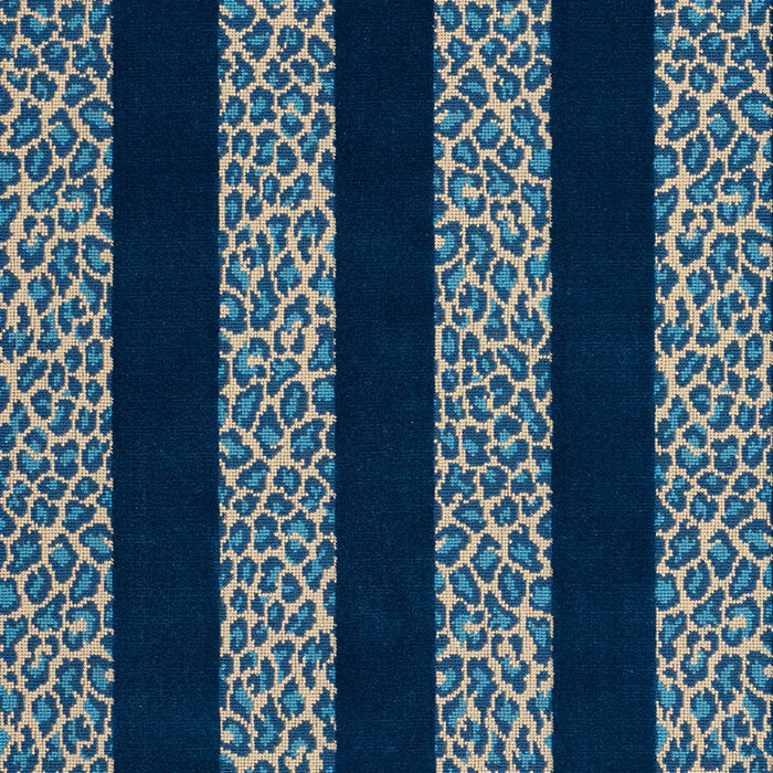 Schumacher Guepard Stripe Velvet Mediterranean Fabric 77140