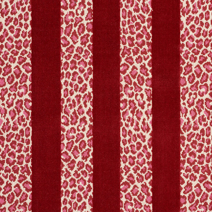 Schumacher Guepard Stripe Velvet Red Fabric 77143