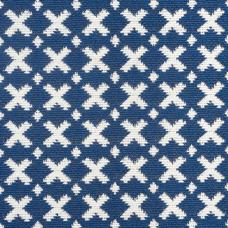 Schumacher Elias Blue & Ivory Fabric 77200