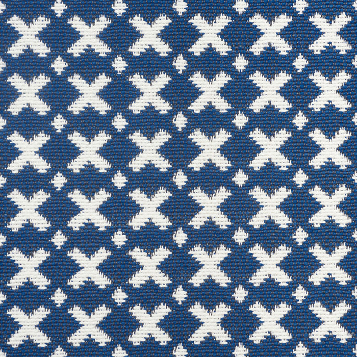 Schumacher Elias Blue & Ivory Fabric 77200