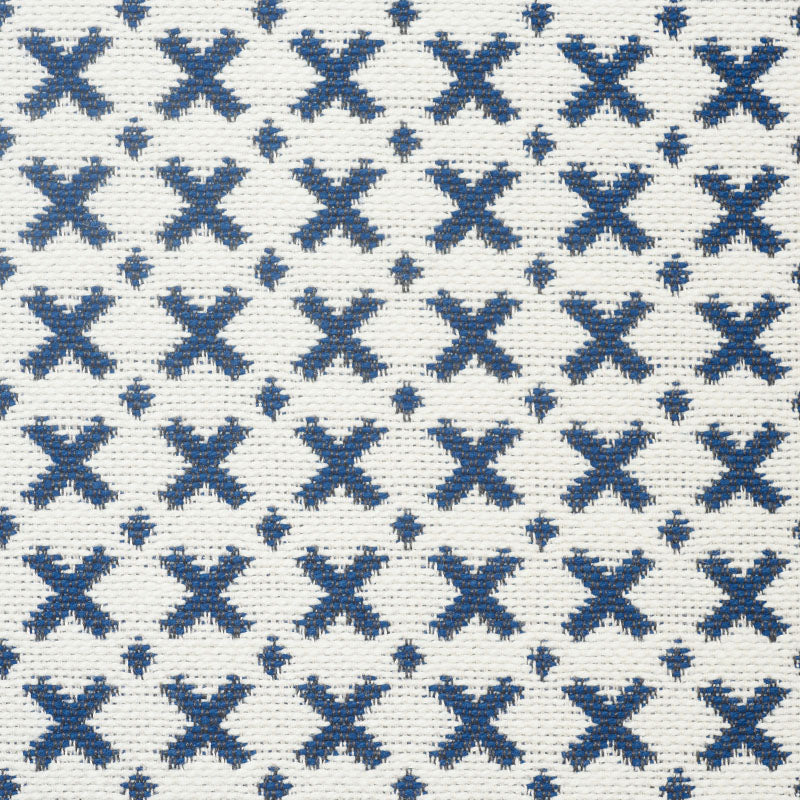 Schumacher Elias Blue & Ivory Fabric 77200