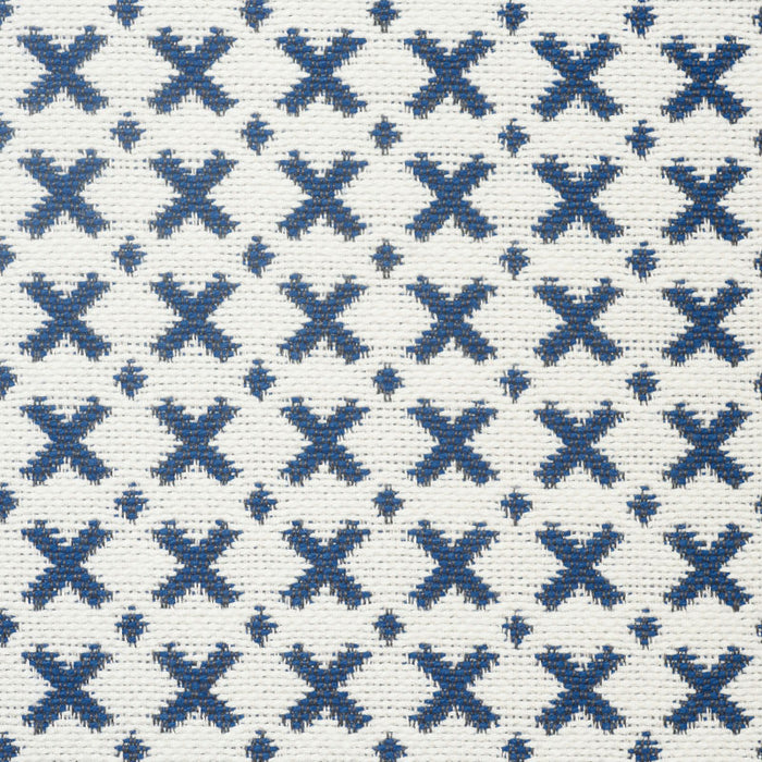 Schumacher Elias Blue & Ivory Fabric 77200