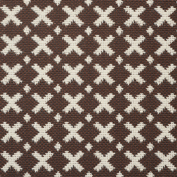 Schumacher Elias Brown & Ecru Fabric Sample 77202