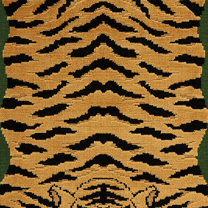 Schumacher Jokhang Tiger Velvet Peacock & Olive Fabric 77230