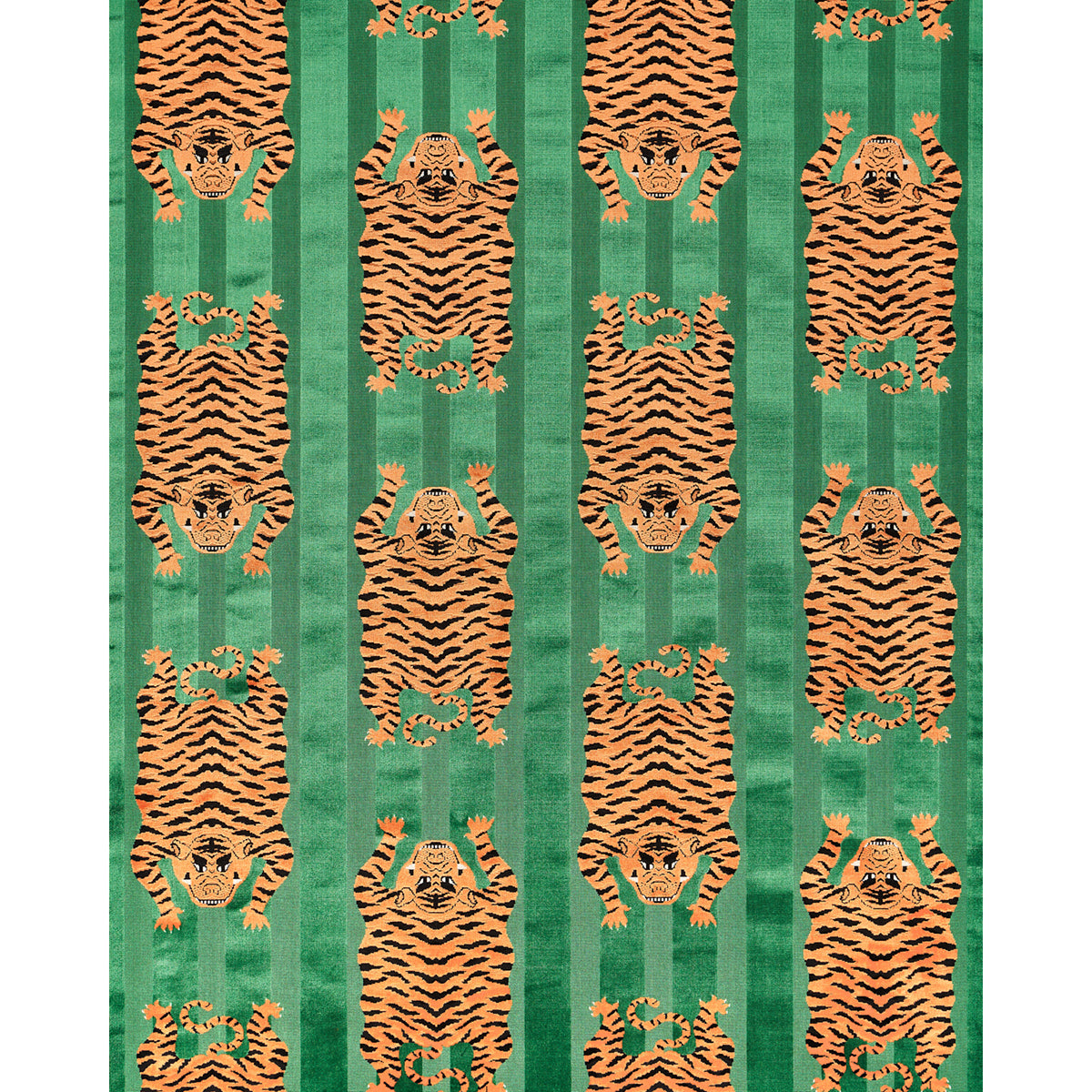 Schumacher Jokhang Tiger Velvet Green Fabric 77233