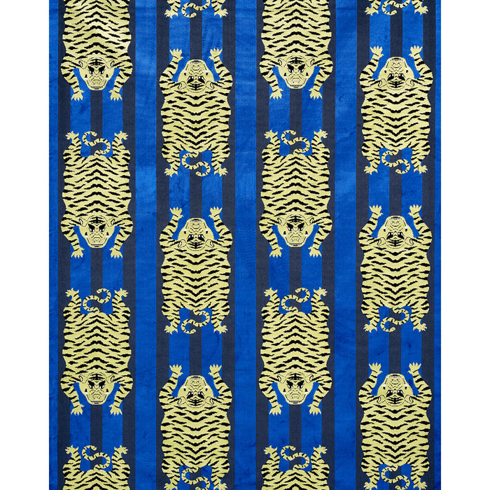 Schumacher Jokhang Tiger Velvet Blue Fabric 77234