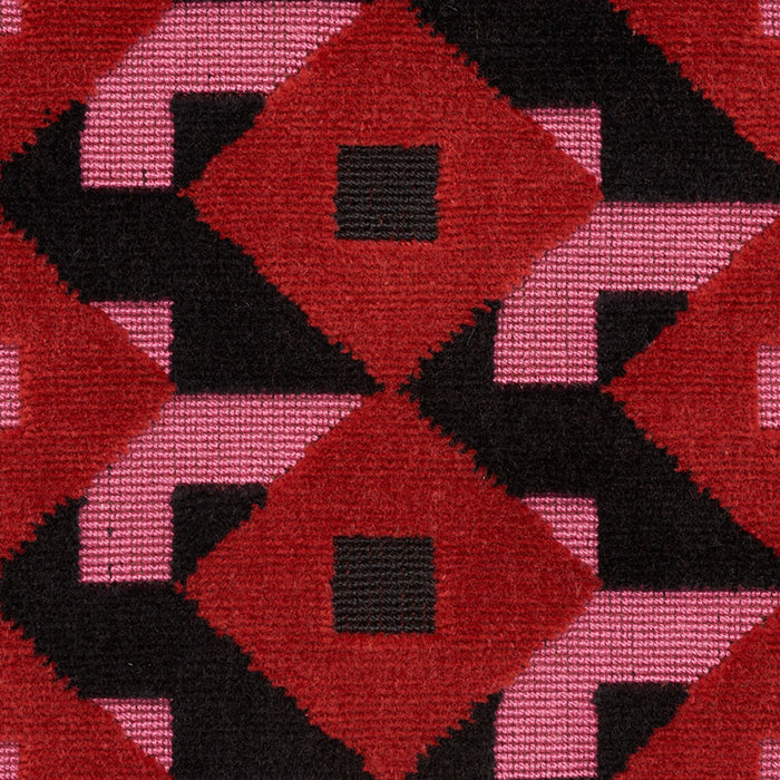 Schumacher Dazzle Ship Velvet Pink & Black Fabric 77240