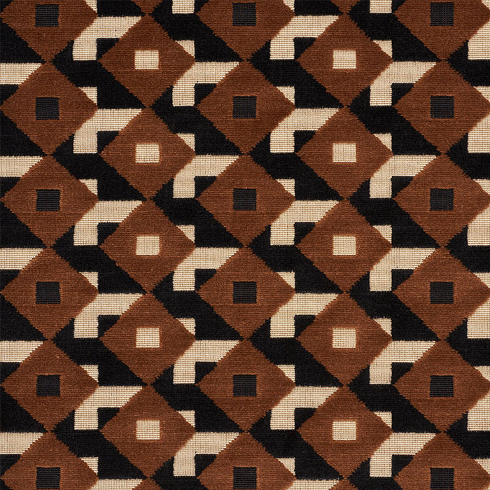 Schumacher Dazzle Ship Velvet Brown & Black Fabric 77242