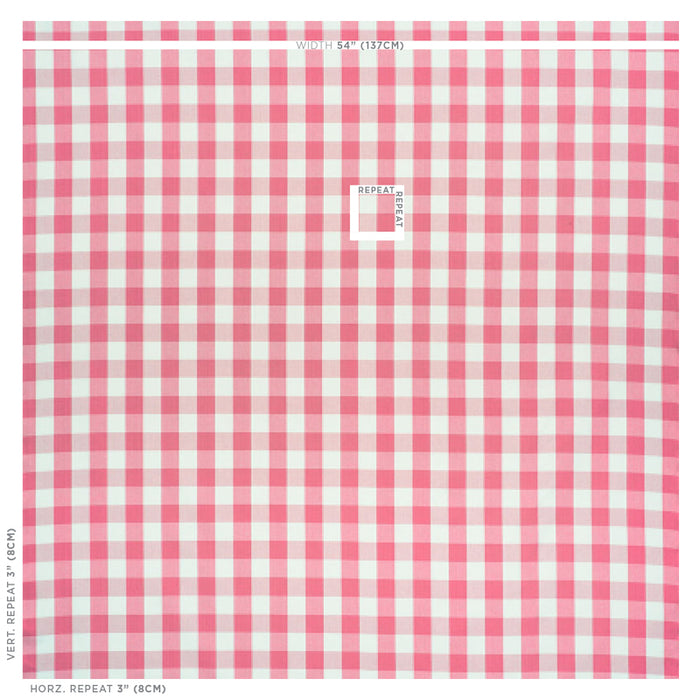 Schumacher Camden Cotton Check Magenta Fabric Sample 77321