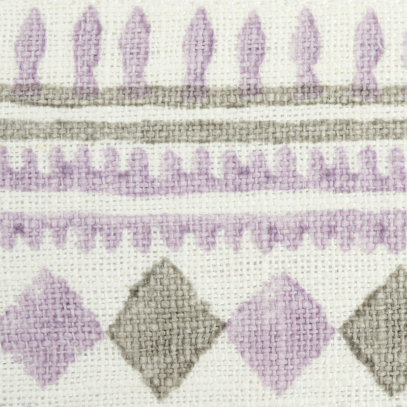 Schumacher Toula Hand Blocked Linen Tape Lilac & Grey Trim Sample 77332