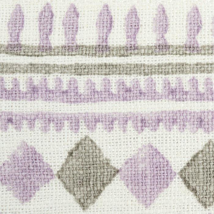 Schumacher Toula Hand Blocked Linen Tape Lilac & Grey Trim 77332