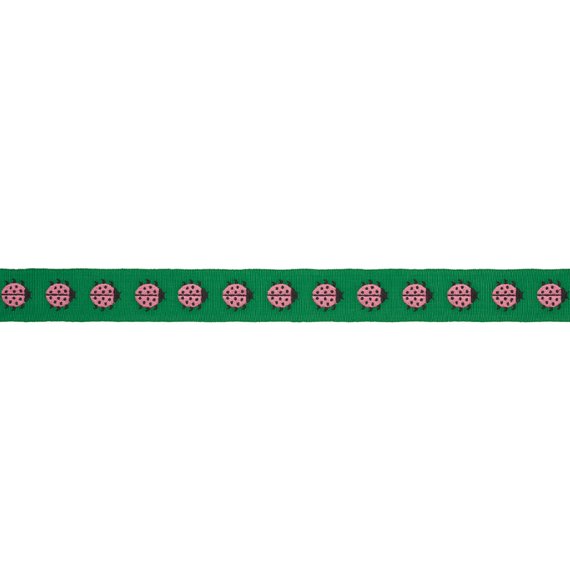 Schumacher Ladybird Tape Pink & Green Trim Sample 77392