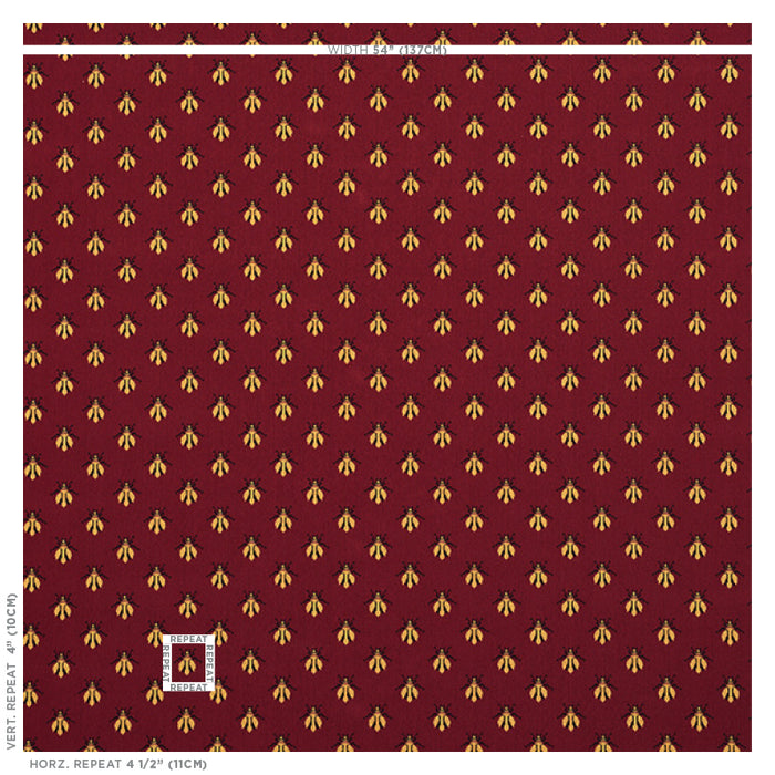 Schumacher Bee Epingle Red Fabric Sample 77410