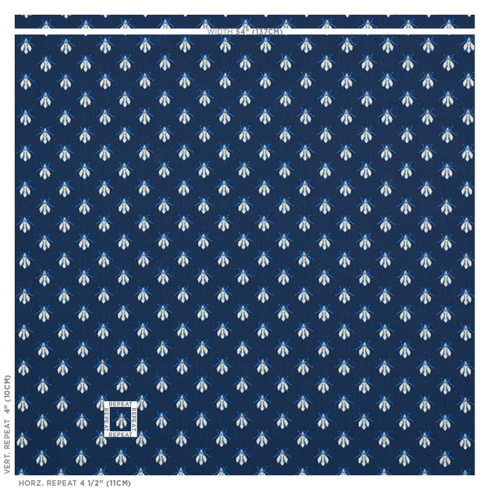 Schumacher Bee Epingle Blue Fabric 77411